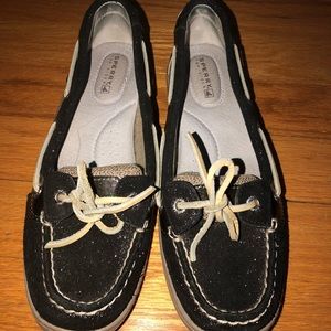 Black Glitter Sperrys